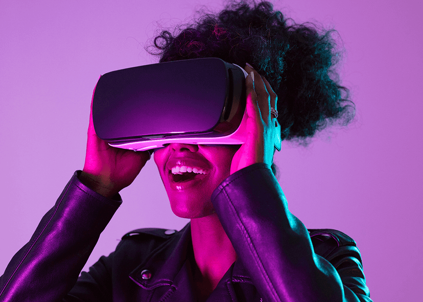 Woman using VR headset